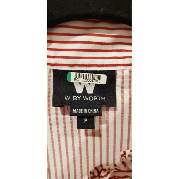 W BY WORTH Red White Long Sleeve Button Down Shirt - Picture 3 of 3